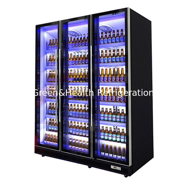 Three Defogging Glass Doors With Adjustable Multiple LED Lights For Beverage Refrigeration