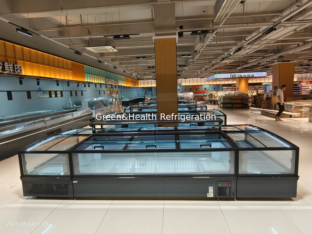 Direct Factory Price Combined Island Display Freezer with Large Glass Windows and Secop compressor