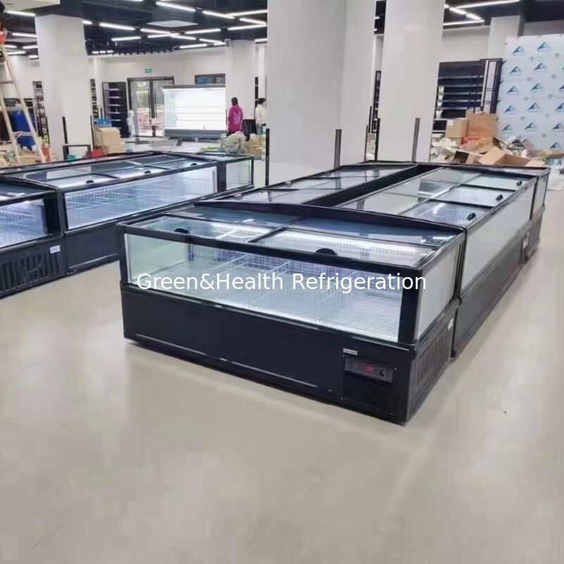 Direct Factory Price Combined Island Display Freezer with Large Glass Windows and Secop compressor