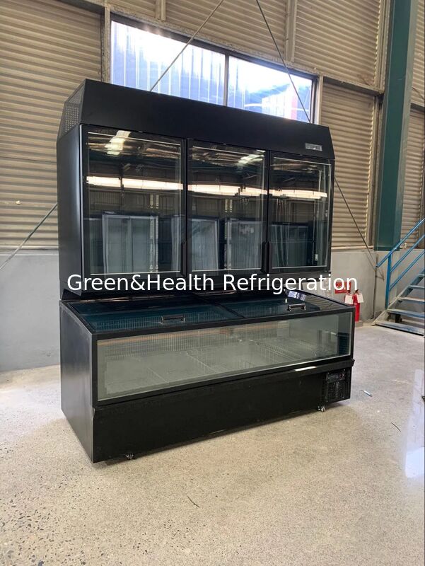 Commercial Combined Display Freezer - Top Glass Door & Bottom Island Freezer for Supermarket