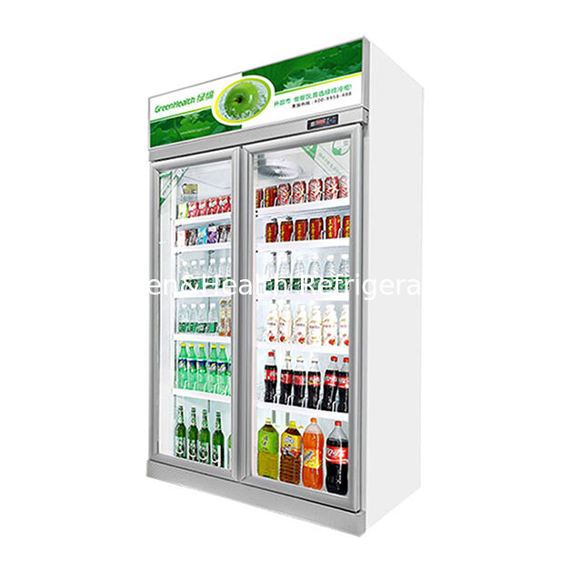 Double Door Silver Inverter Top-Unit Beverage Display Freezer with Auto Defrost and 457L Volume