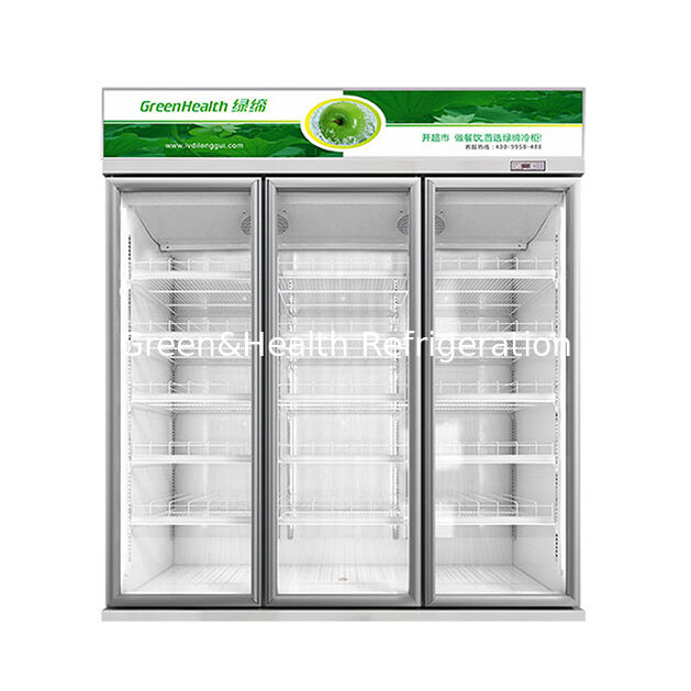 Double Door Silver Inverter Top-Unit Beverage Display Freezer with Auto Defrost and 457L Volume