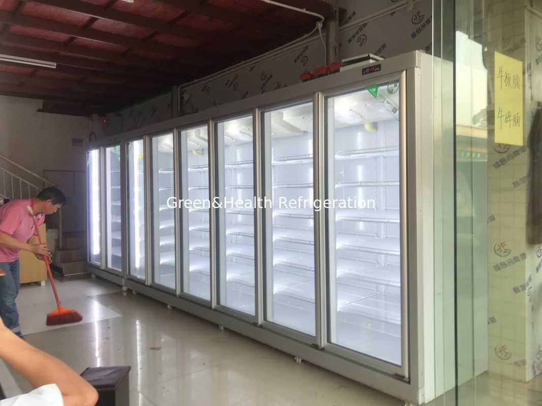 Chain Store Adjustable Shelving 2 Glass Door Freezer for Frozen Food with Fan Cooling