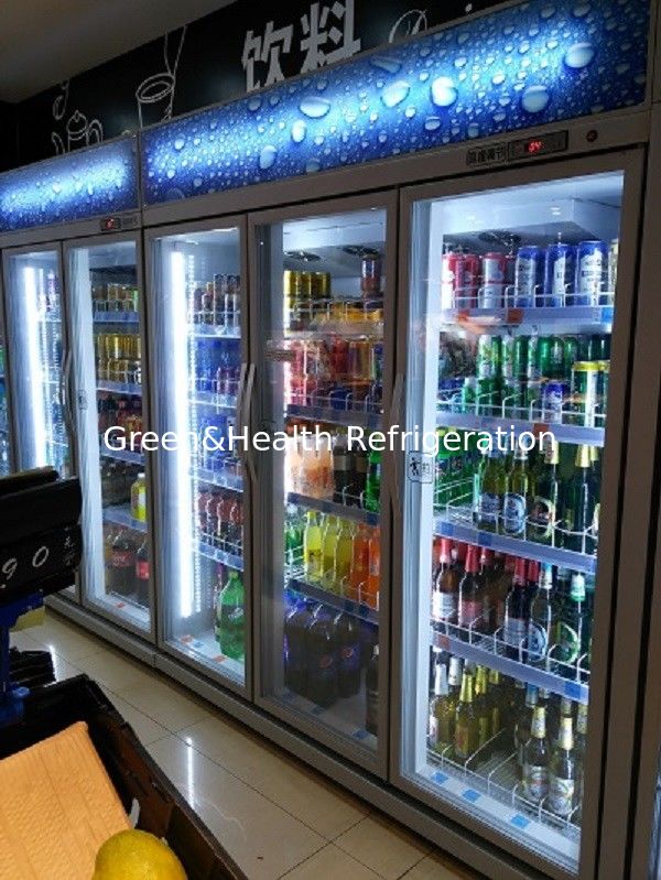 Automatic Defrost Commercial Glass Door Beverage Cooler For Supermarket With Heater