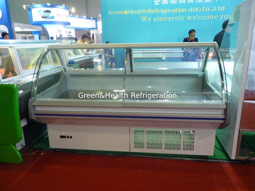 2 Meter / 3 Meter Commercial Fresh Meat Display Showcase With Glass Cover