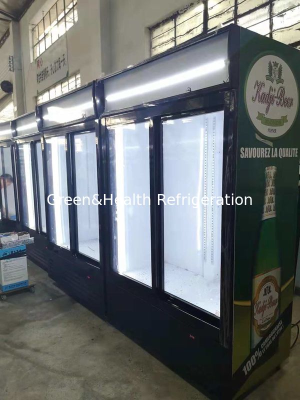 Upright Commercial Cold Drink Beverage Cooler For Retail Store With Glass Door