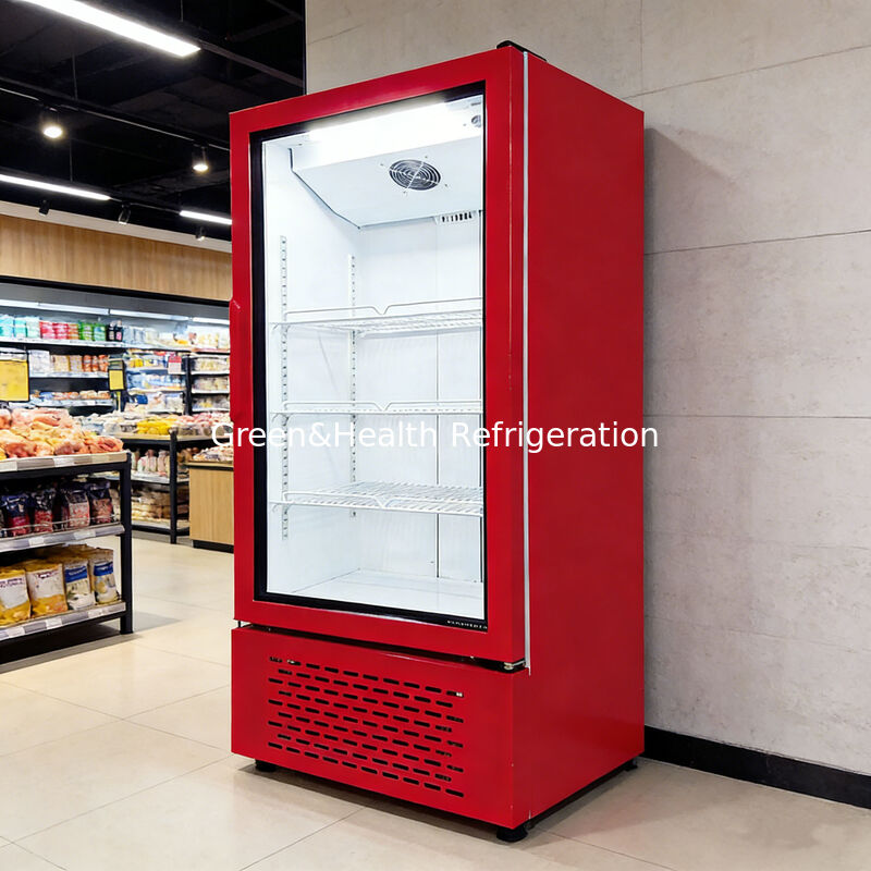 Commercial Single Glass Door Upright Chiller Fan-Cooled Beverage Refrigeration for Supermarkets & Convenience Stores
