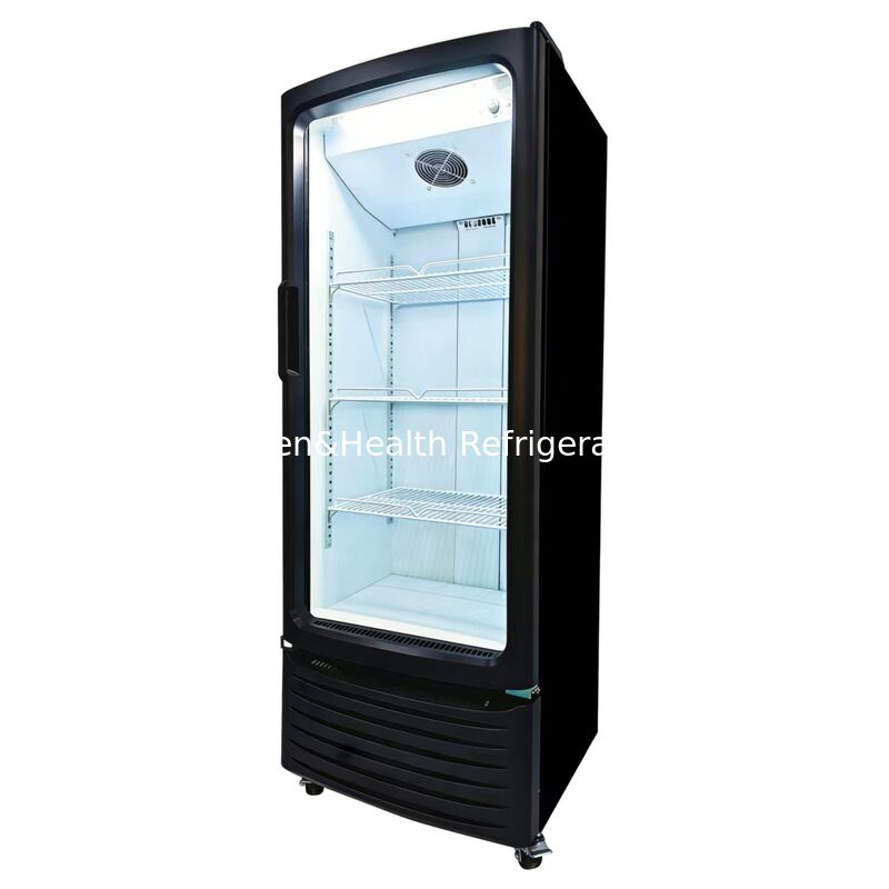 Supermarket Single Glass Door Commercial Display Cooler Upright Chiller Fan-Cooling Beverage Refrigeration Equipment