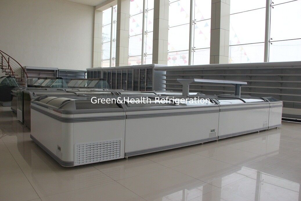 Green & Health Supermarket Island Freezer With Sliding Glass Door For Frozen Food