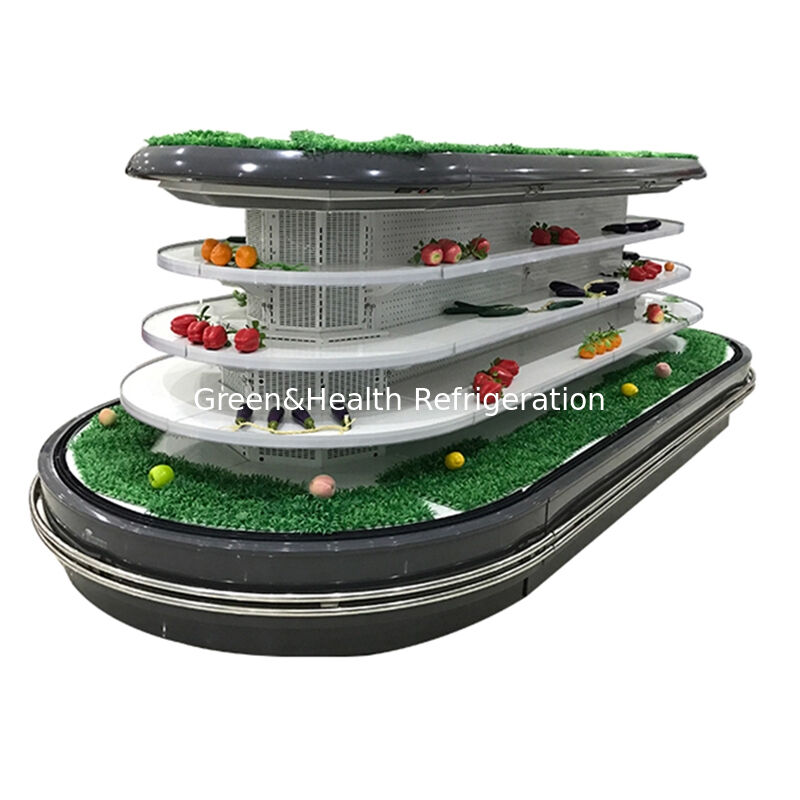 Commercial Multideck Open Chiller with Automatic Defrost LED Lighting and Energy Saving for Supermarket Display