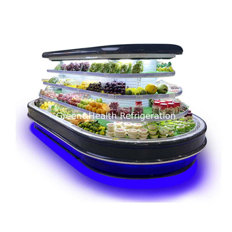 Commercial Multideck Open Chiller with Automatic Defrost LED Lighting and Energy Saving for Supermarket Display