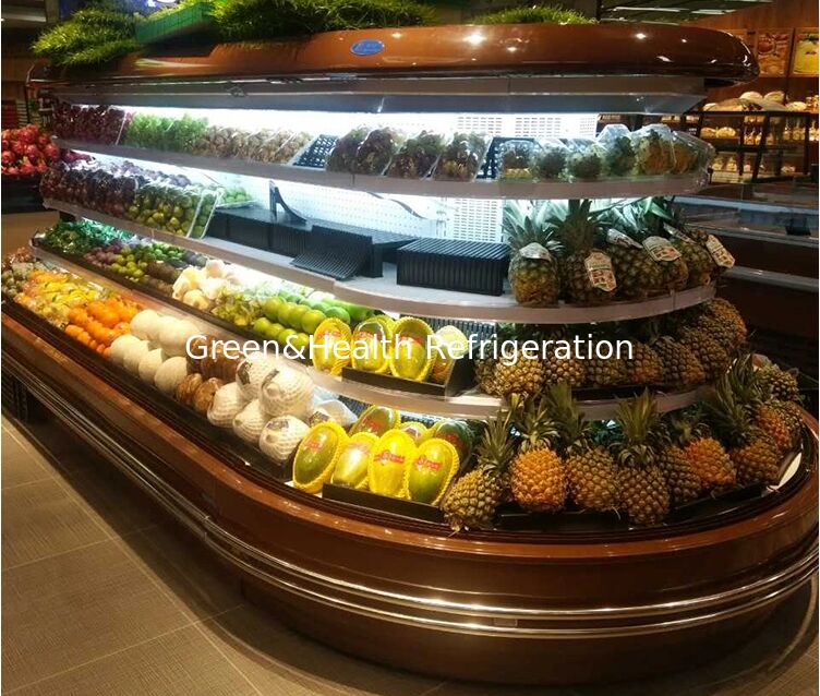 Commercial Multideck Open Chiller with Automatic Defrost LED Lighting and Energy Saving for Supermarket Display