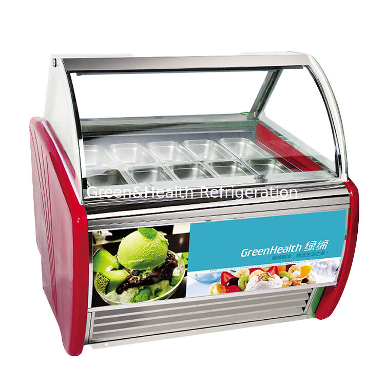 Commercial Stainless Steel Multi-Pan Gelato Display Freezer with Adjustable Thermostat and Danfoss Compressor
