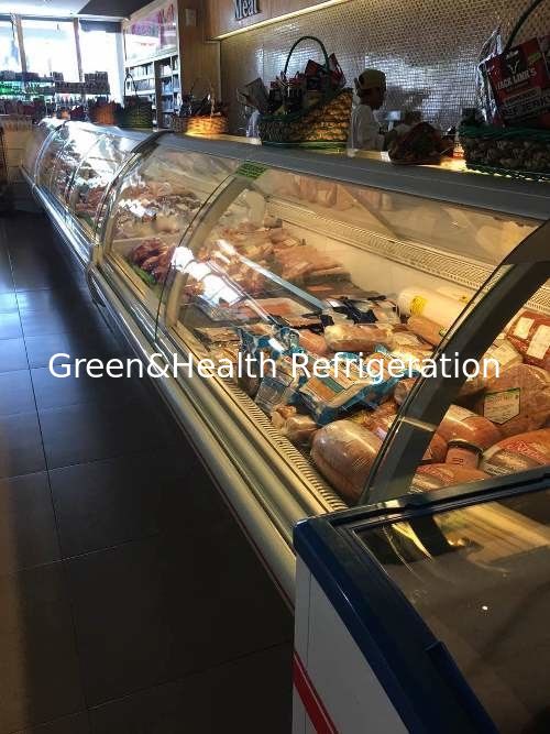 1152W 380V 50HZ Cheese Meat Display Cooler  With Front Flip Glass Cover