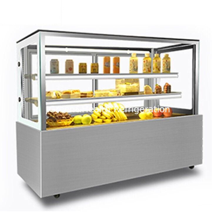 Right Angle Stainless Steel Cake Display Freezer with 3 Layers Decks for Cake Shop Refrigeration