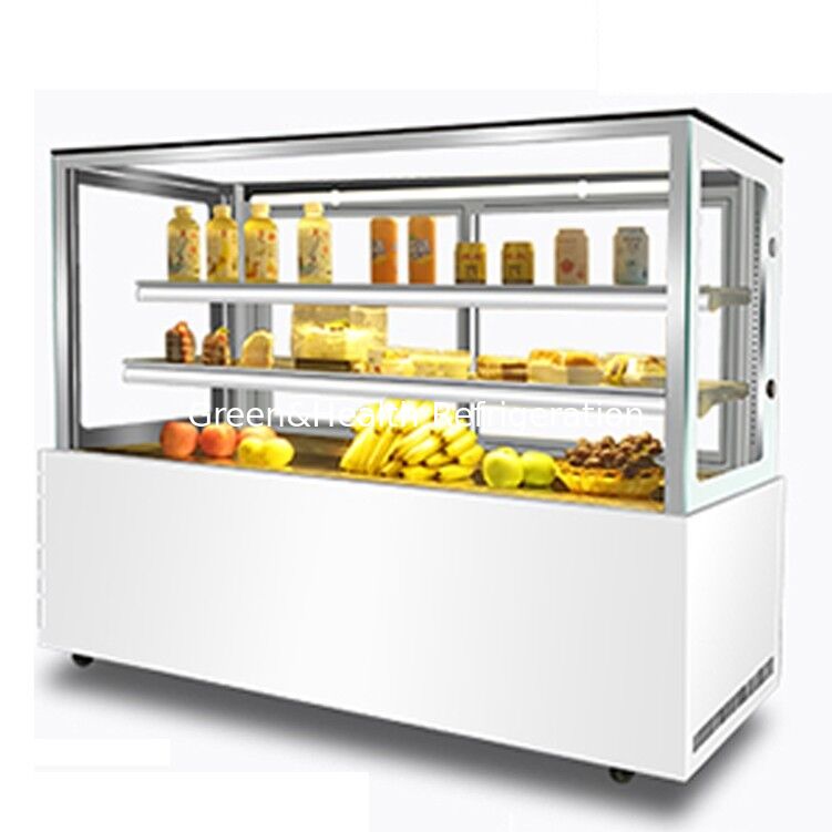 Right Angle Stainless Steel Cake Display Freezer with 3 Layers Decks for Cake Shop Refrigeration