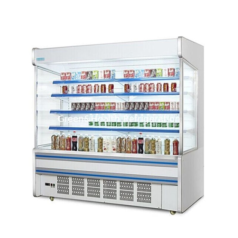5 Layer Shelf Open Display Chiller with Built-in Unit and Stainless Steel Construction for Supermarkets