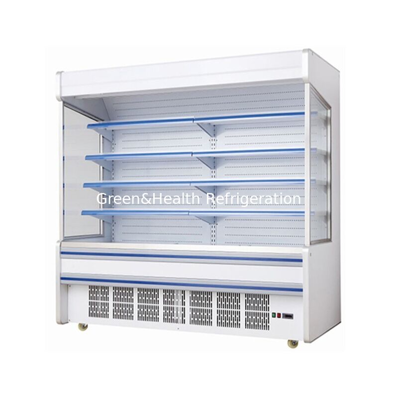 5 Layer Shelf Open Display Chiller with Built-in Unit and Stainless Steel Construction for Supermarkets