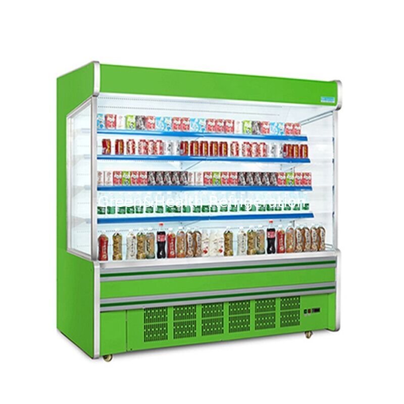 5 Layer Shelf Open Display Chiller with Built-in Unit and Stainless Steel Construction for Supermarkets
