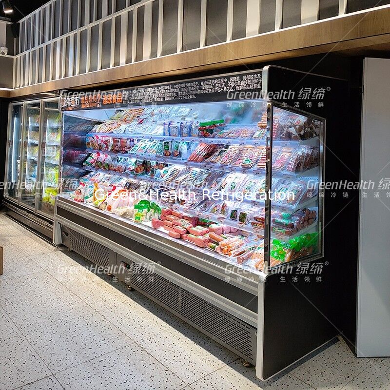 5 Layer Shelf Open Display Chiller with Built-in Unit and Stainless Steel Construction for Supermarkets