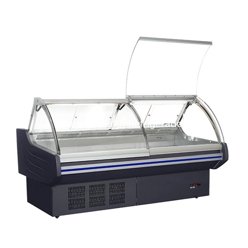 Commercial Horizontal Flip Top Cooked Food Display Refrigerator with LED Light and Ventilator Cooling in Stainless Steel Construction