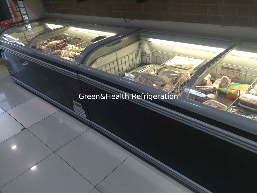 Supermarket Deep Island Freezer For Frozen Food With Heat - Reflecting Glass