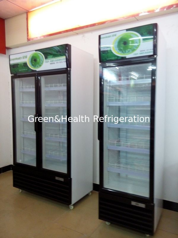 Cold Drink Beverage Display Cooler Fridge / Store Upright Glass Door Display Refrigerator
