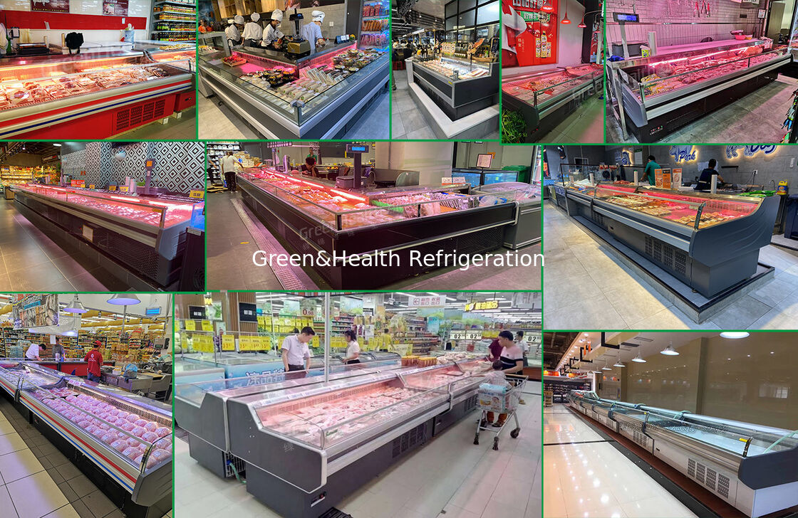800L Stainless Steel Horizontal Open Display Freezer for Meat Chiller Commercial Freezer