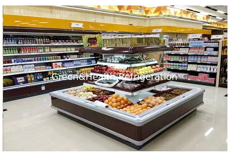 Vegetable Multideck Chiller Fruit / Beverage Open Display Fridge For Supermarket With Spray