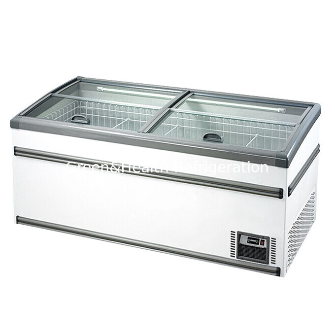 2.5m Length Chest Deep Freezer  Up And Down Sliding Glasses Door / Supermarket Frozen Refrigerator