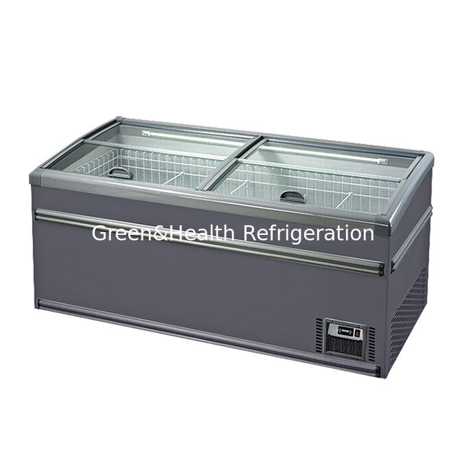 2.5m Length Chest Deep Freezer  Up And Down Sliding Glasses Door / Supermarket Frozen Refrigerator