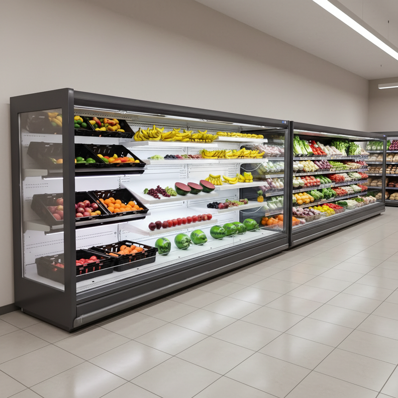 8ft Supermarket Commercial Multideck Display Chiller Fridges For Vegetables Beverages Milk