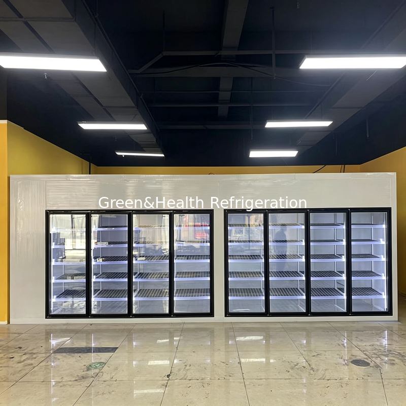 Supermarket Display Glass Door Walk In Freezer Cold Storage Room Warehouse