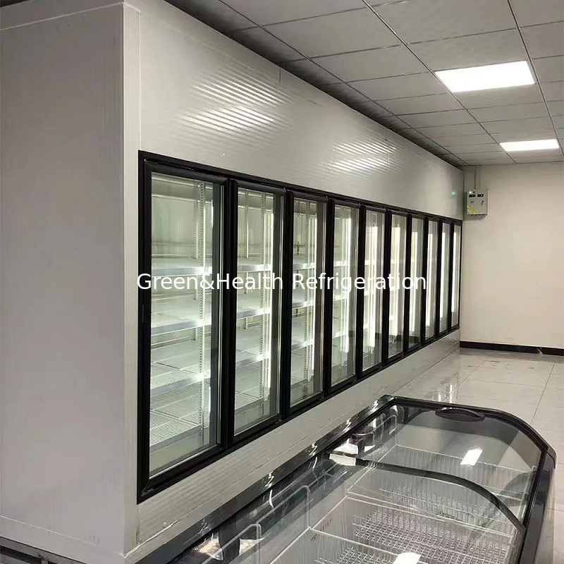 Supermarket Display Glass Door Walk In Freezer Cold Storage Room Warehouse