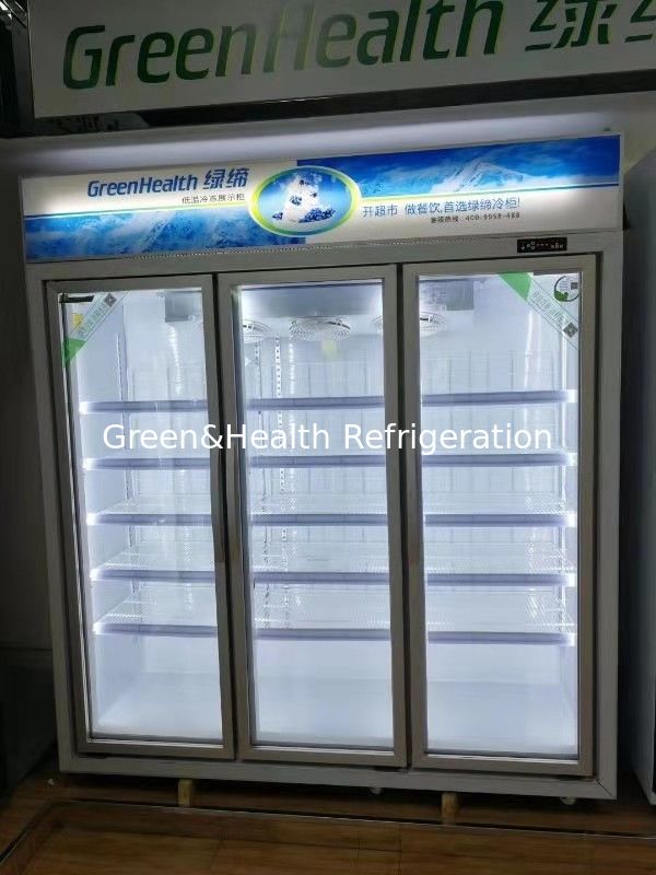 Upright 3 Door Freezer Showcase / Glass Door Freezer Auto Defrost R404a Refrigerant