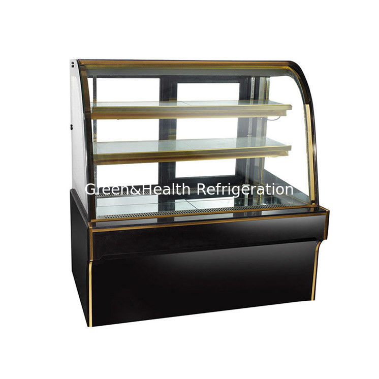 Double Arc glass Commercial Cake Display Freezer With Convenient Casters
