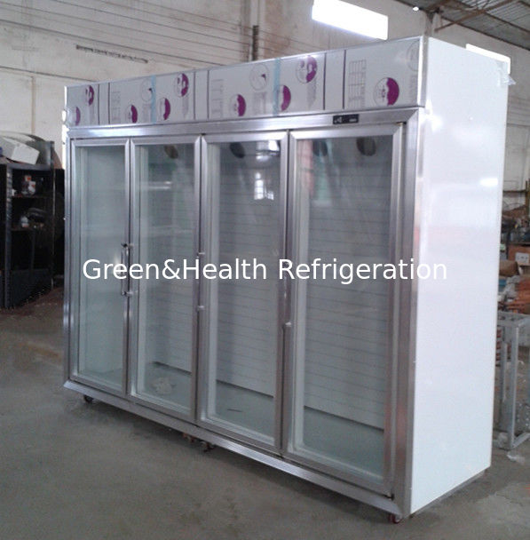 Silver / Champagne Color Glass Door Freezer With 5 Layers Shelves 500L