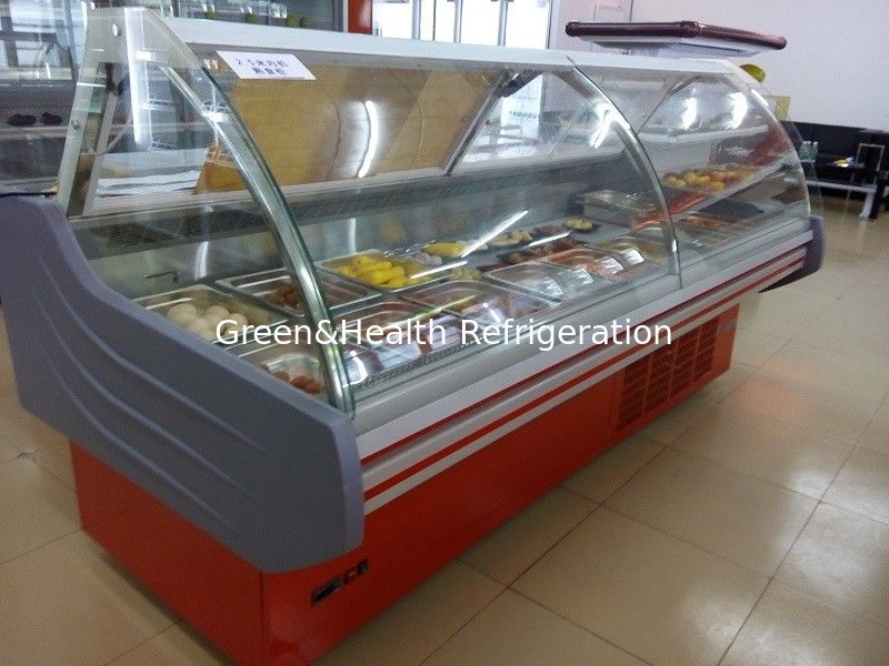 Liftable Glass Door Deli Display Refrigerator / Red Or White Color Meat Display Chiller