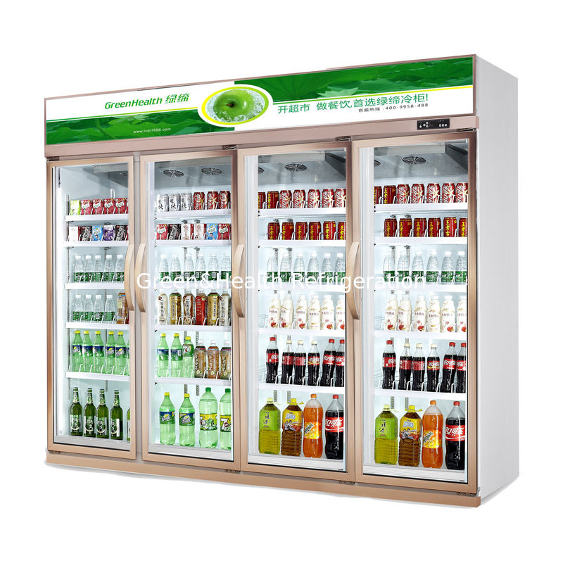 Energy Saving Four Doors Upright Commercial Beverage Cooler For Convenient Store