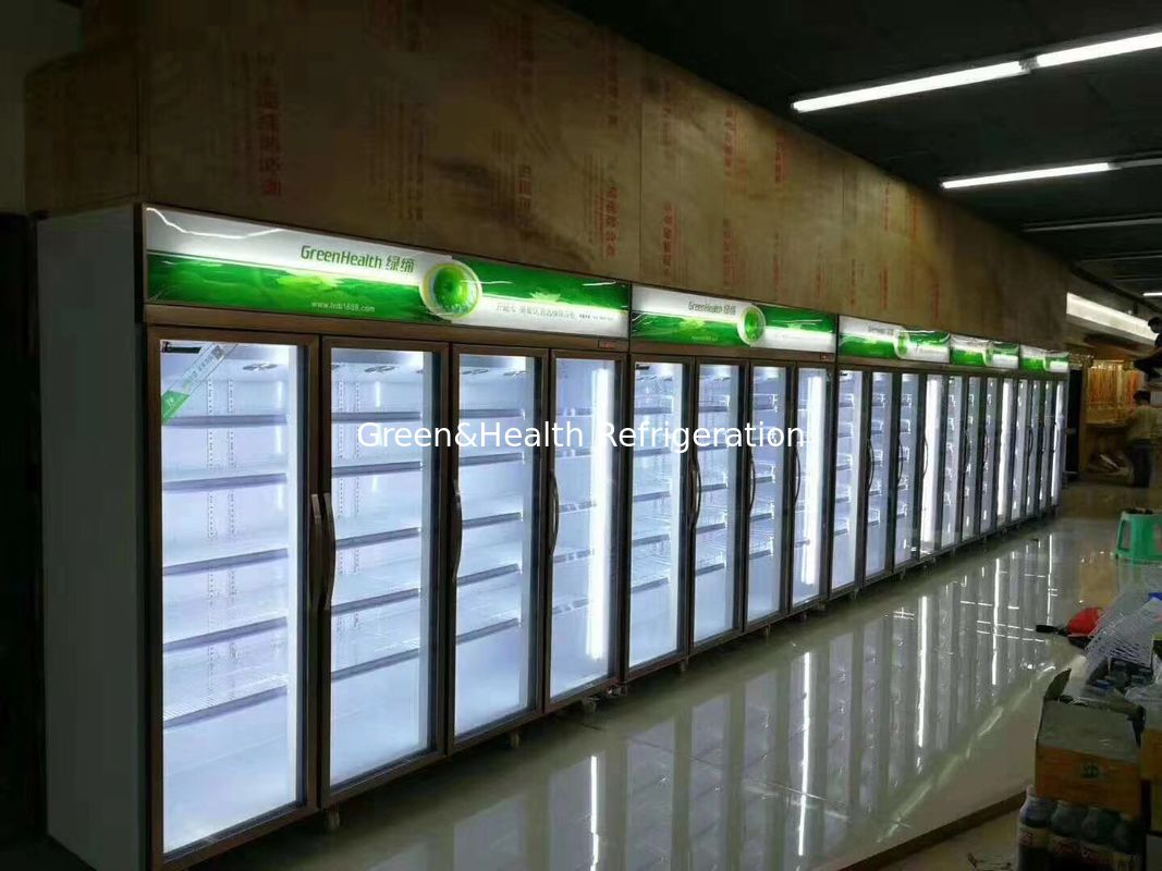 Energy Saving Four Doors Upright Commercial Beverage Cooler For Convenient Store