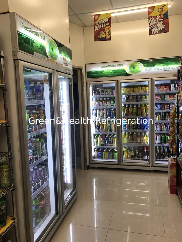 Three Glass Door Commercial Beverage Cooler With 5 Layers Shelves / Wine Beverage Chiller