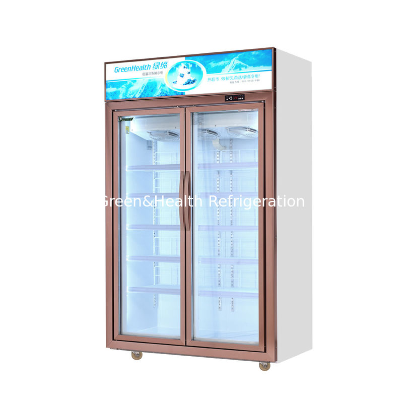 Silver / Champagne Color Glass Door Freezer With 5 Layers Shelves 500L