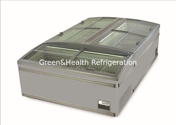 -22°C - 18°C Supermarket Seafood Display Island Freezer With Glass Door Energy - Saving