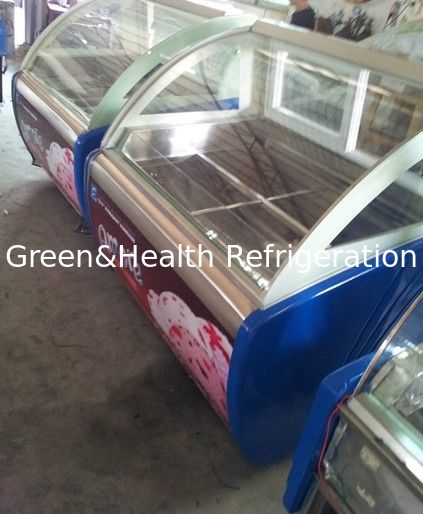 18 Trays R404a Green Commercial Ice Cream Display Freezer For Shop
