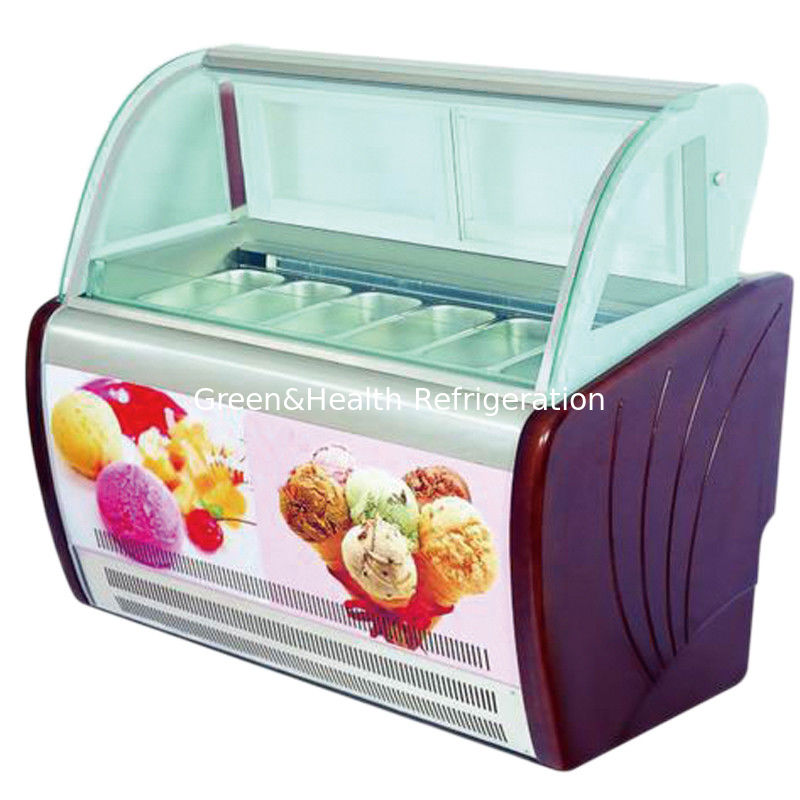 Commercial Italian Ice Cream Display Freezer  With Customized Pans OEM Light