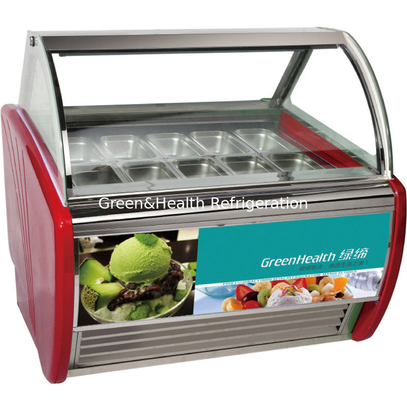 10/12/14/16/18 Pans Gelato Freezer Blue Hard Ice Cream Display Freezer