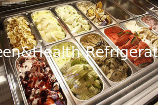10/12/14/16/18 Pans Gelato Freezer Blue Hard Ice Cream Display Freezer
