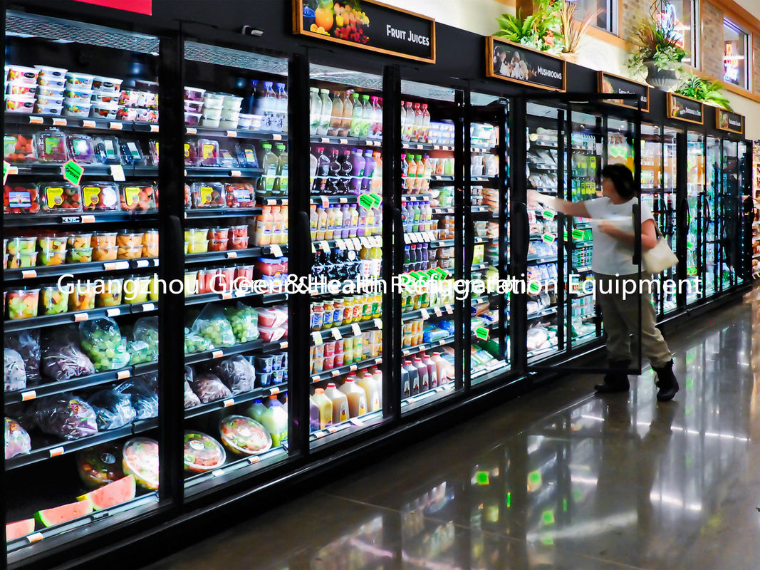 Vegetable Multideck Chiller Fruit / Beverage Open Display Fridge For Supermarket With Spray