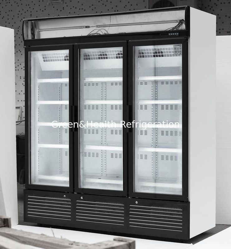 3 Doors Stainless Steel Glass Door Beverage Cooler Large Storage Facilities