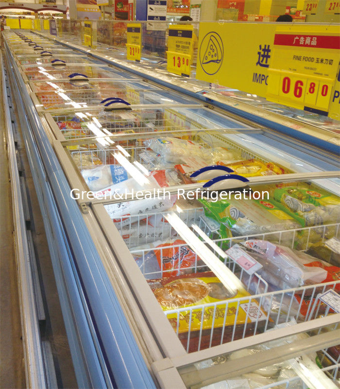 Seafood 1000L Supermarket Island Freezer -20°C With Night Blind Hiding